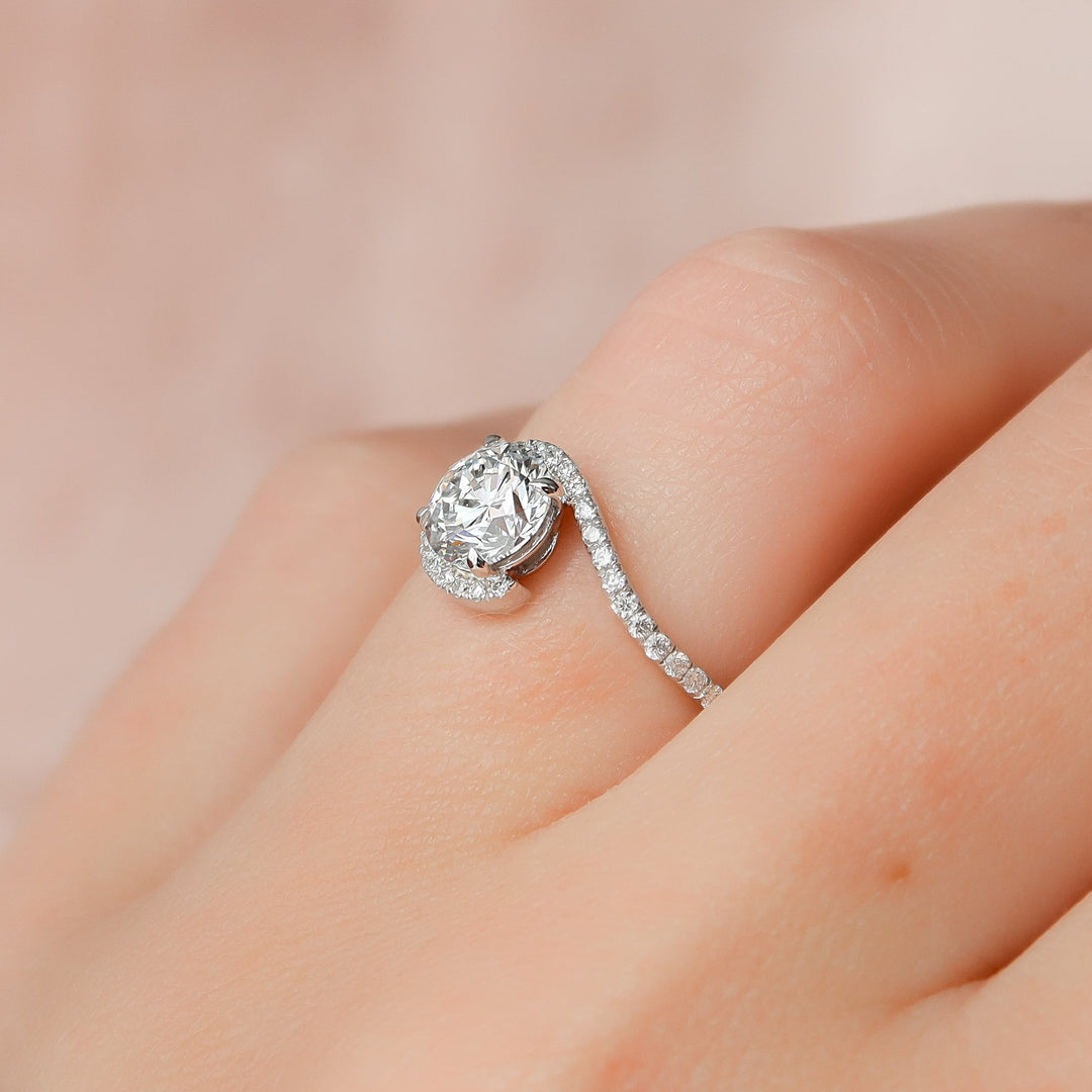 The Sylvia Set With Round Pave Lab Diamond 2.5 Carat 14K White#material_14k-white