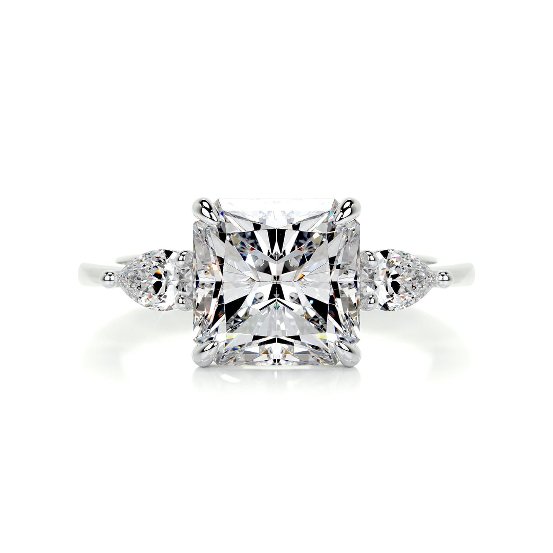 The Tamara Moissanite & Diamonds Ring Moissanite 14K White 1 Carat Pear#material_14k-white