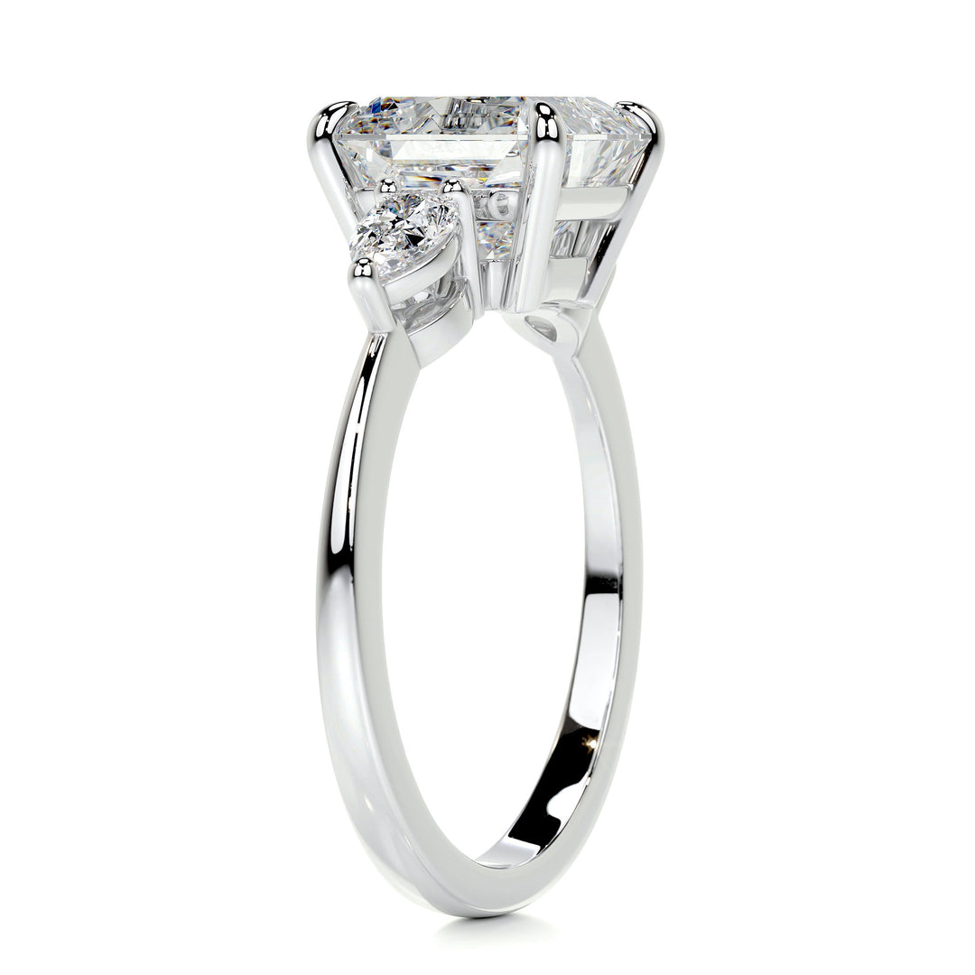 The Tamara Moissanite & Diamonds Ring Moissanite 18K White 2 Carat Pear#material_18k-white