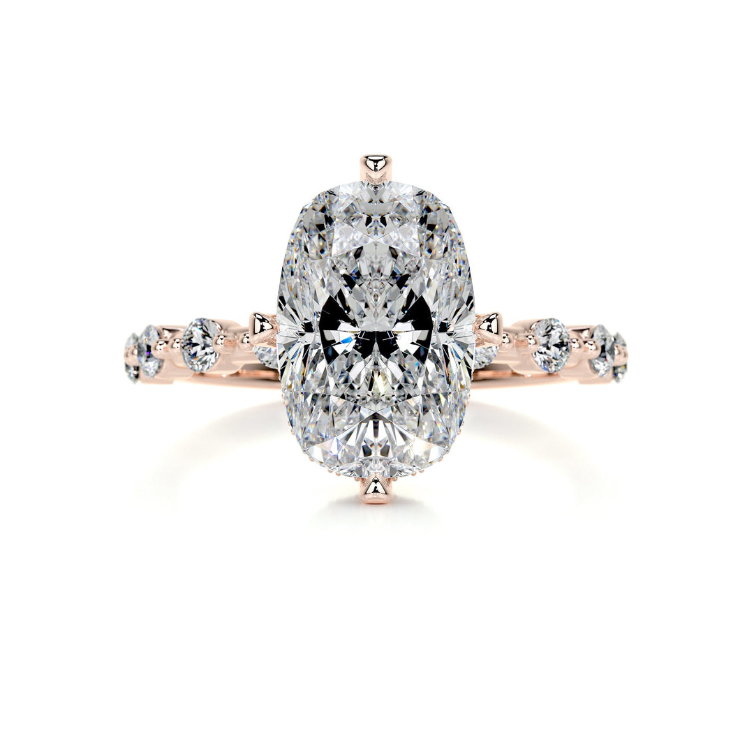 The Tessa Moissanite & Diamonds Ring Moissanite 14K Rose 1 Carat Round#material_14k-rose