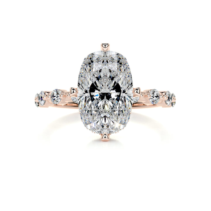 The Tessa Moissanite & Diamonds Ring Moissanite 14K Rose 1 Carat Round#material_14k-rose