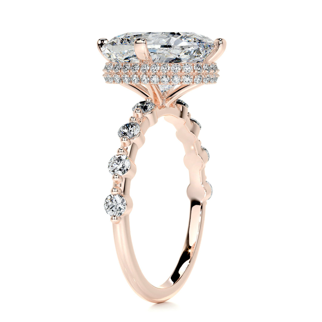 The Tessa Moissanite & Diamonds Ring Moissanite 14K Rose 2.5 Carat Round#material_14k-rose