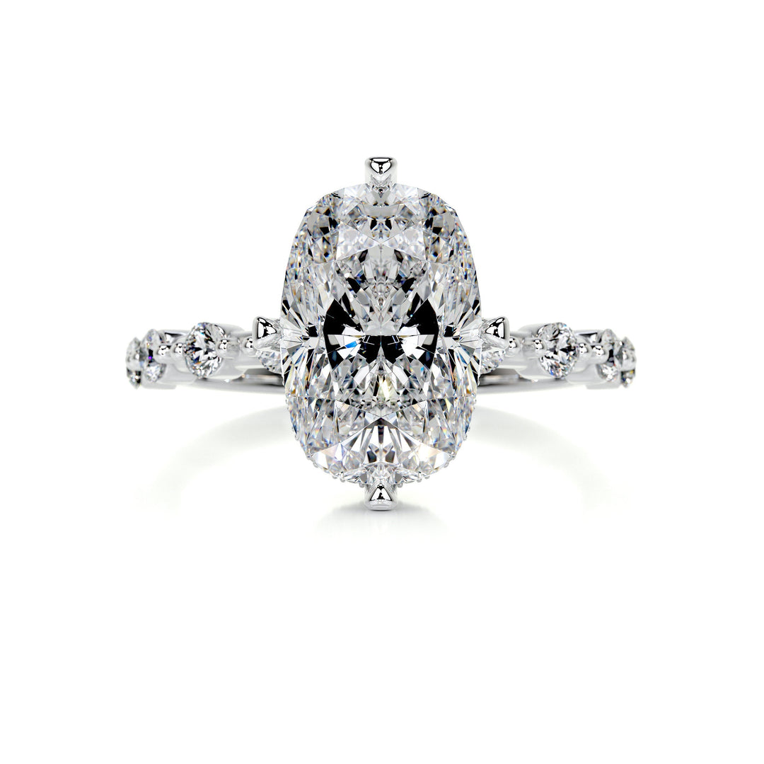 The Tessa Moissanite & Diamonds Ring Moissanite 14K White 1 Carat Round#material_14k-white