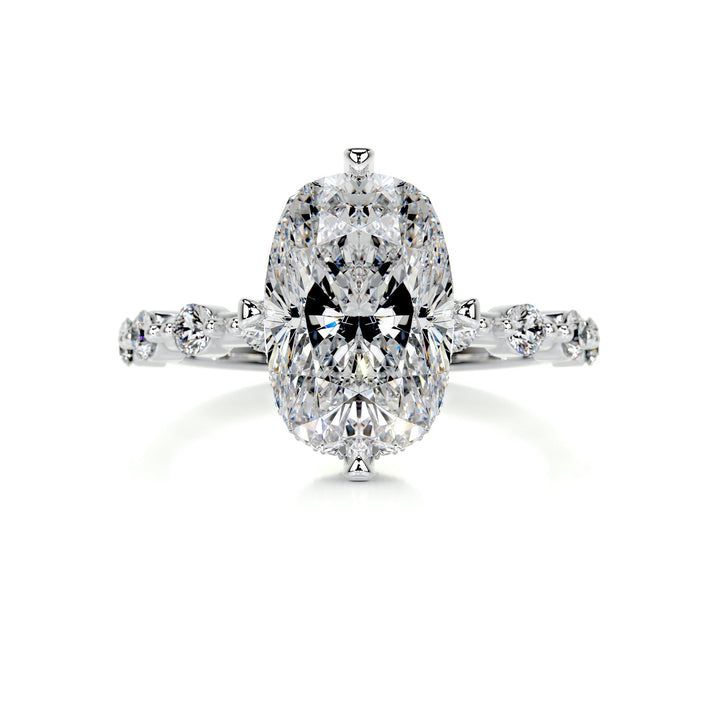 The Tessa Moissanite & Diamonds Ring Moissanite 14K White 1 Carat Round#material_14k-white