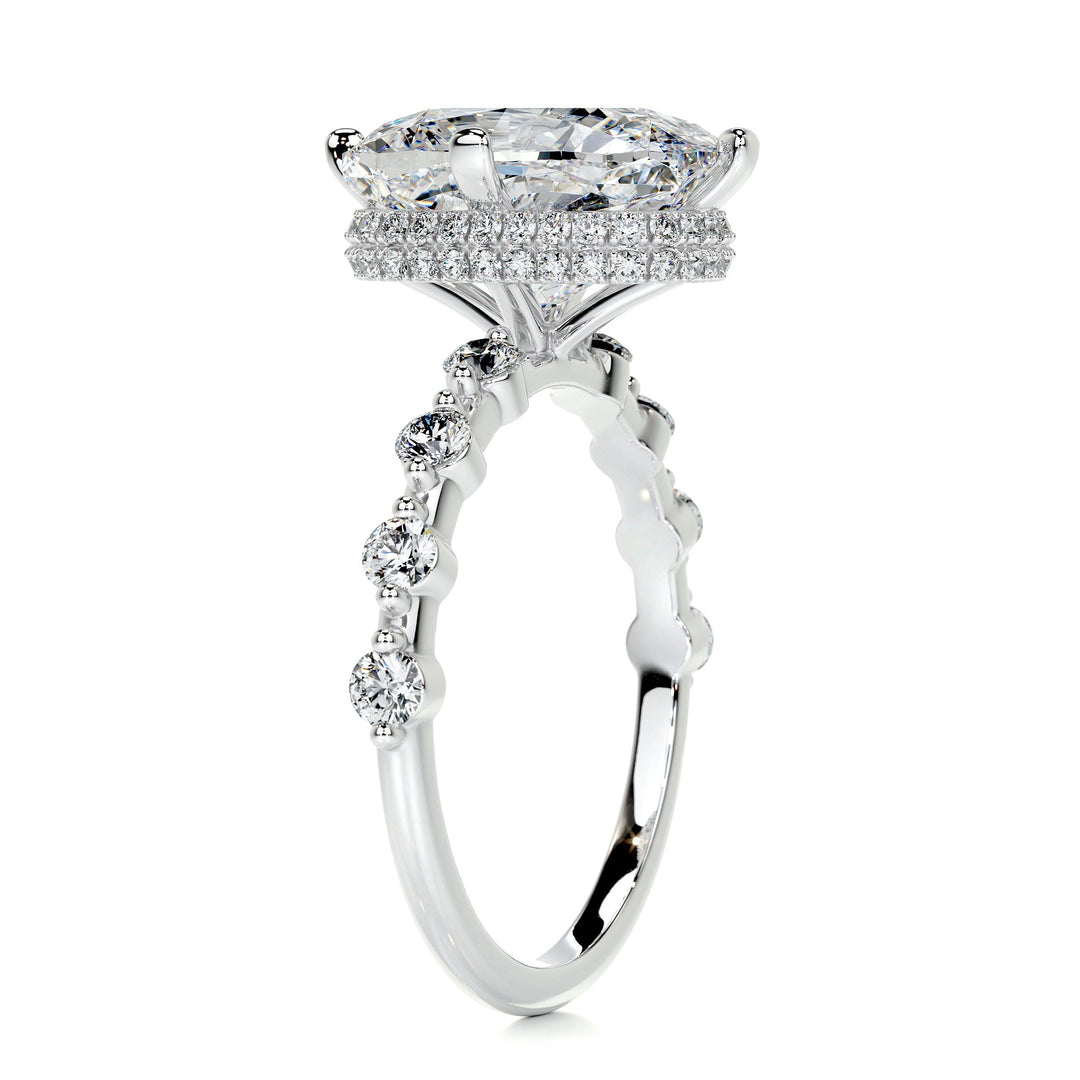 The Tessa Moissanite & Diamonds Ring Moissanite 14K White 2.5 Carat Round#material_14k-white