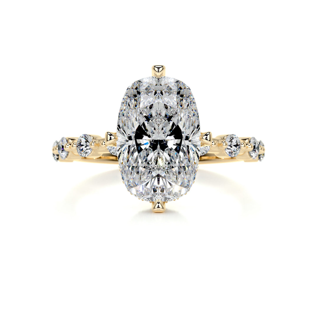 The Tessa Moissanite & Diamonds Ring Moissanite 18K Gold 1 Carat Round#material_18k-gold