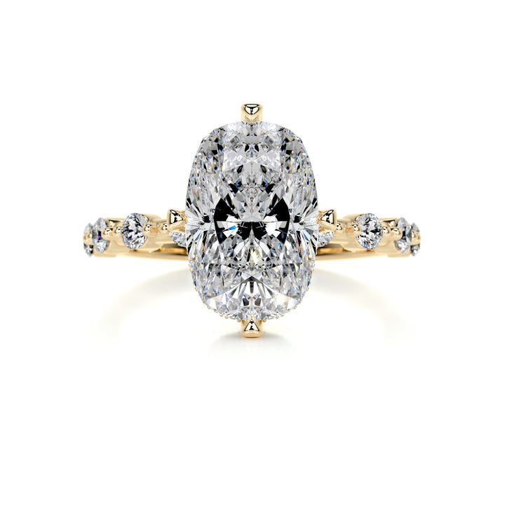 The Tessa Moissanite & Diamonds Ring Moissanite 18K Gold 1 Carat Round#material_18k-gold