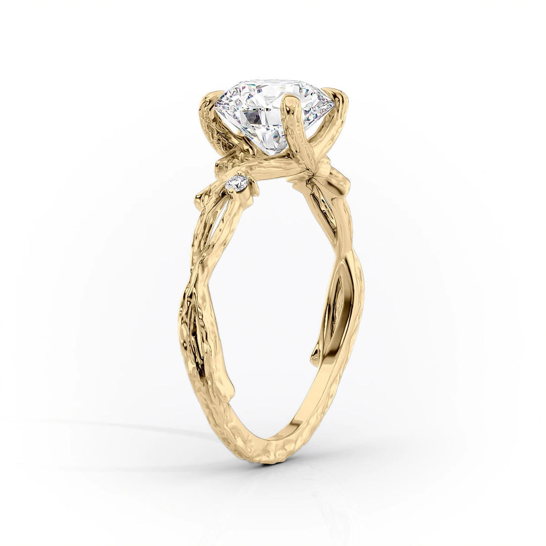 The Textured Coco Set With Cushion Side Stone Lab Diamond 1.5 Carat 14K Gold#material_14k-gold