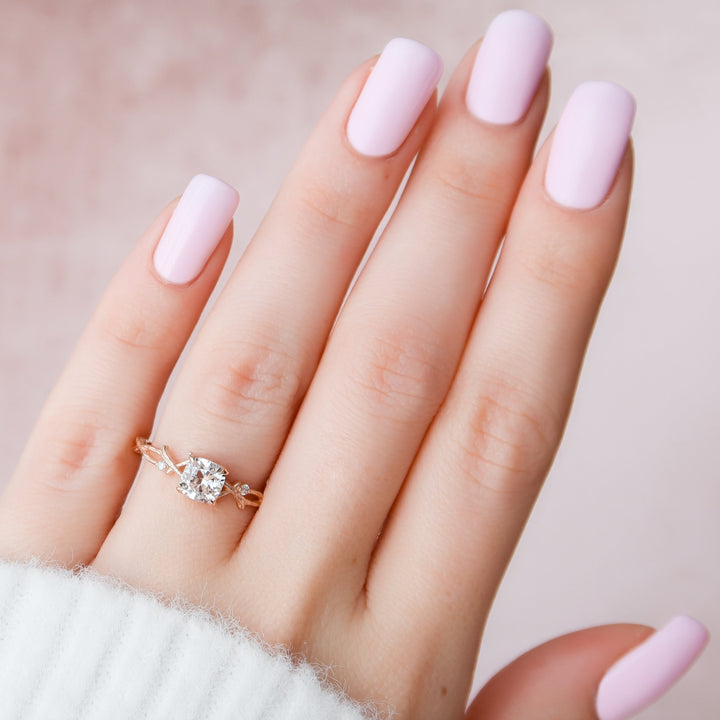The Textured Coco Cushion Lab Diamond Moissanite Engagement Ring *Shown with 0.8 ct #material_rose