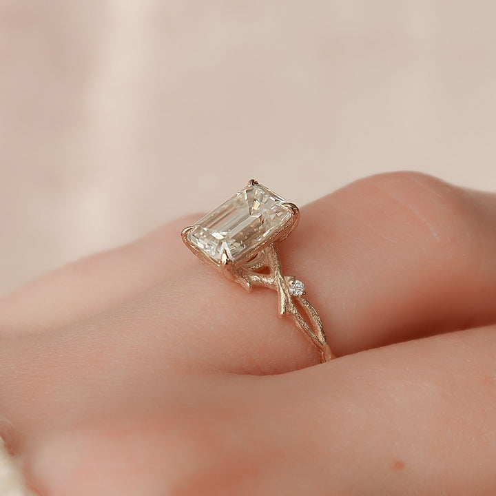 The Textured Coco Emerald Lab Diamond Moissanite Engagement Ring *Shown with 2.5 ct #material_gold