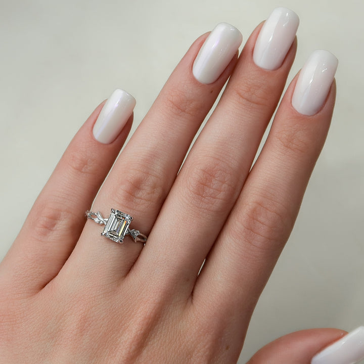 The Textured Coco Emerald Lab Diamond Moissanite Engagement Ring *Shown with 2 ct #material_white