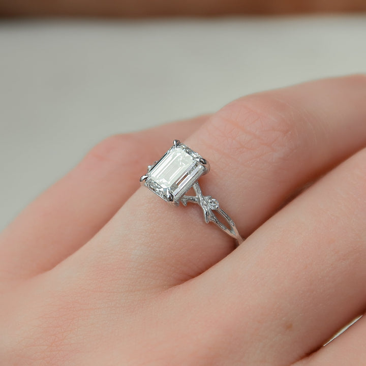 The Textured Coco Emerald Lab Diamond Moissanite Engagement Ring *Shown with 2 ct #material_white