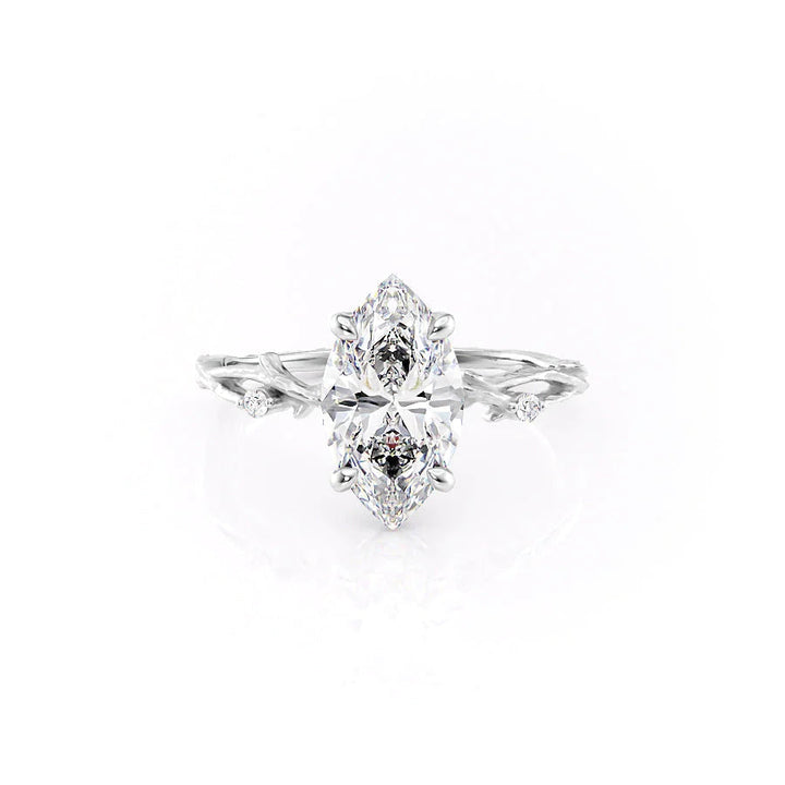 The Textured Coco Set With Marquise Side Stone Moissanite#material_18k-white