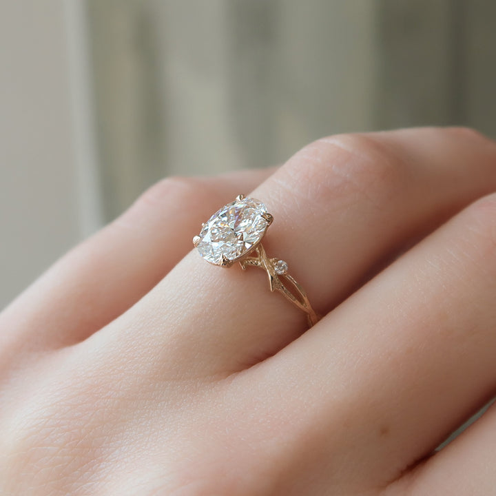 The Textured Coco Set With Oval Side Stone Lab Diamond 3 Carat 14K Rose#material_14k-rose