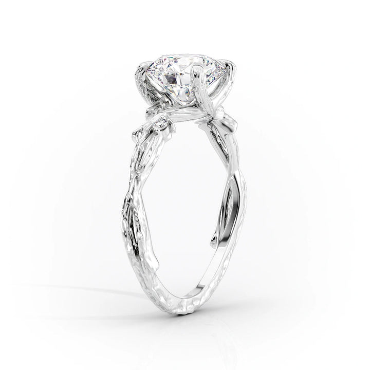 The Textured Coco Set With Oval Side Stone Lab Diamond 1.5 Carat 14K White#material_14k-white