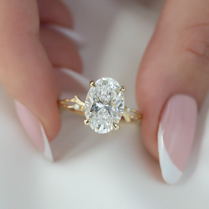 The Textured Coco Oval Lab Diamond Moissanite Engagement Ring *Shown with 4.5 ct #material_gold