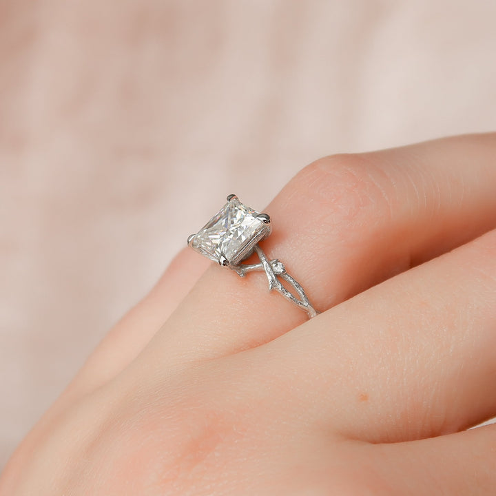 The Textured Coco Set With Princess Side Stone Moissanite#material_14k-white