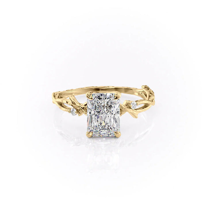 The Textured Coco Set With Radiant Side Stone Lab Diamond 1 Carat 14K Gold#material_14k-gold