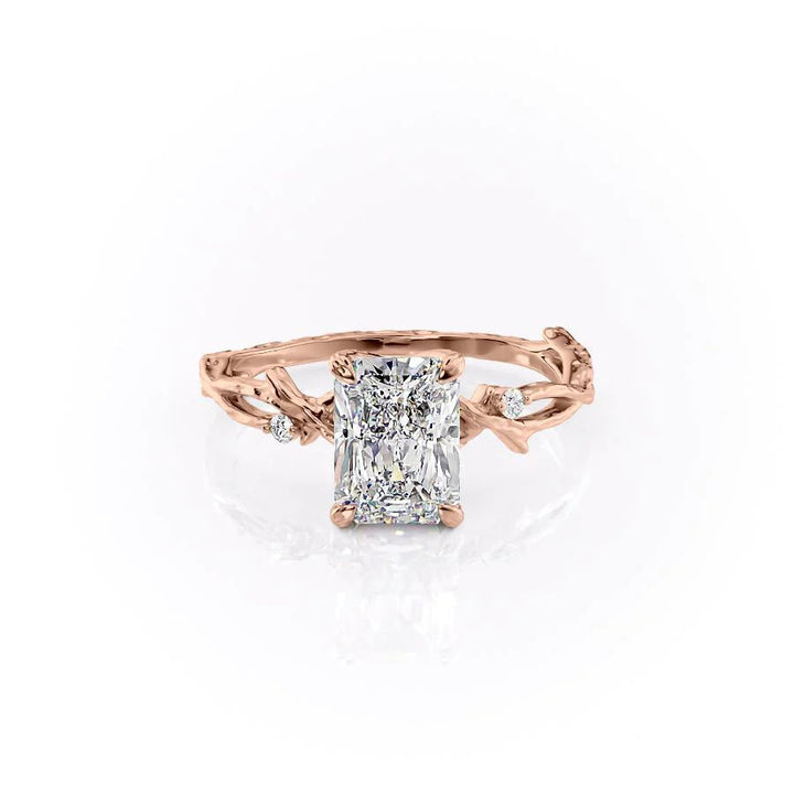 The Textured Coco Set With Radiant Side Stone Lab Diamond 1 Carat 14K Rose#material_14k-rose