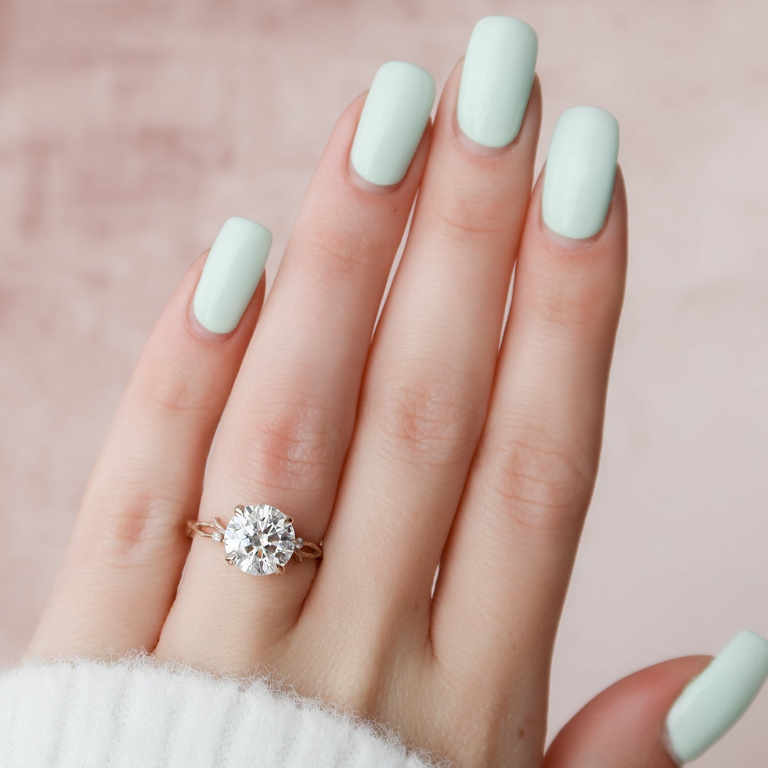 The Textured Coco Round Lab Diamond Moissanite Engagement Ring