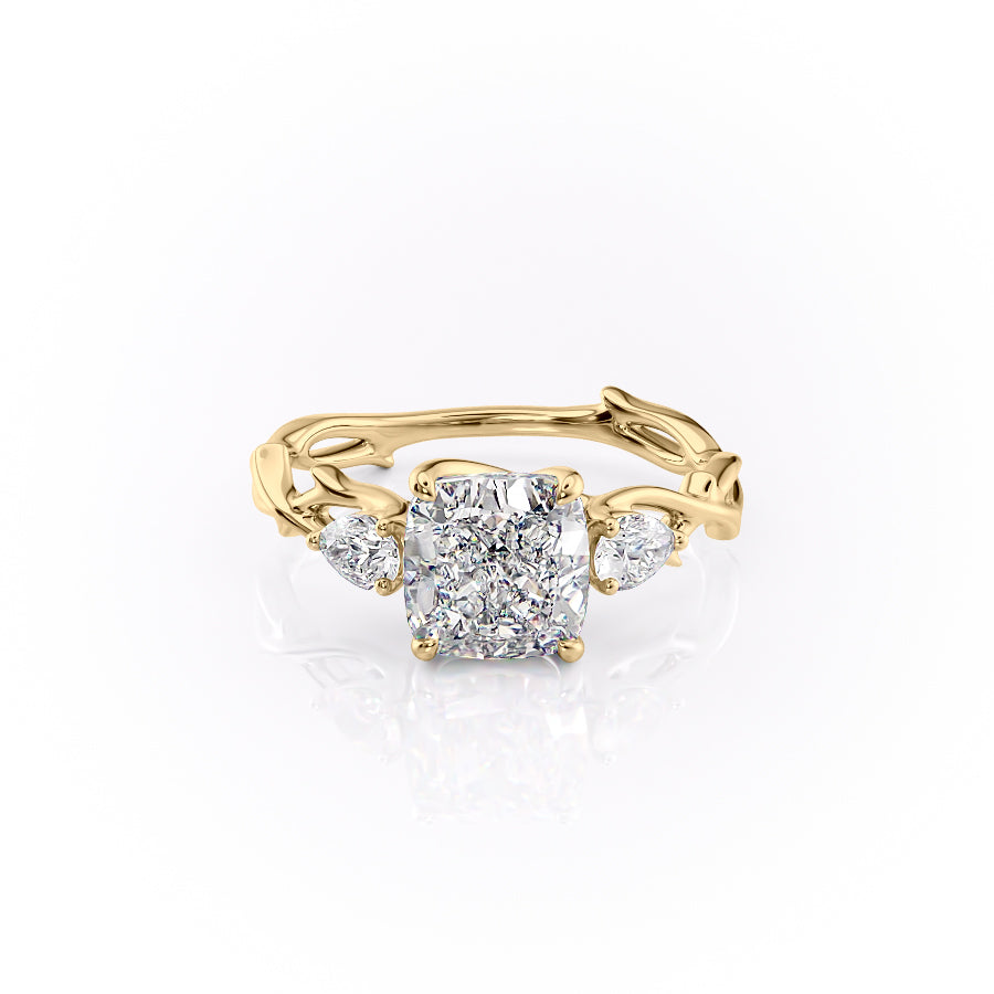 The Three Stone Coco Set With Cushion Three Stone Moissanite#material_14k-gold