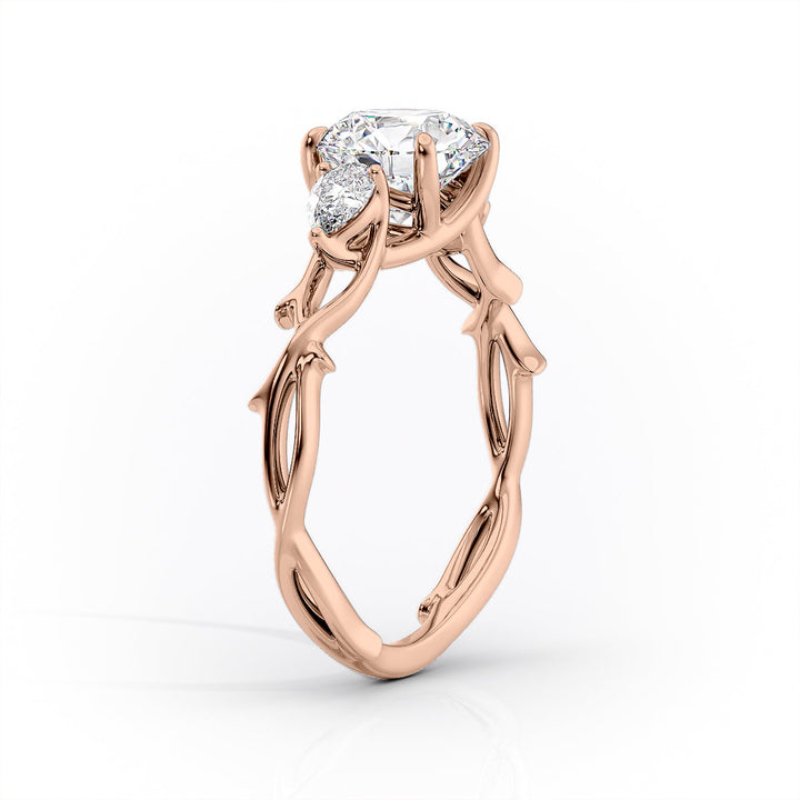 The Three Stone Coco Set With Cushion Three Stone Lab Diamond 1.5 Carat 14K Rose#material_14k-rose