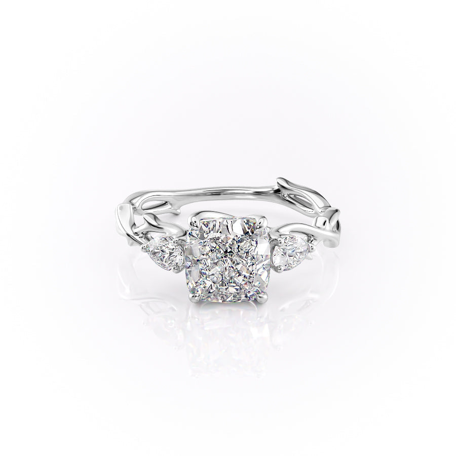 The Three Stone Coco Set With Cushion Three Stone Lab Diamond 1 Carat 14K White#material_14k-white