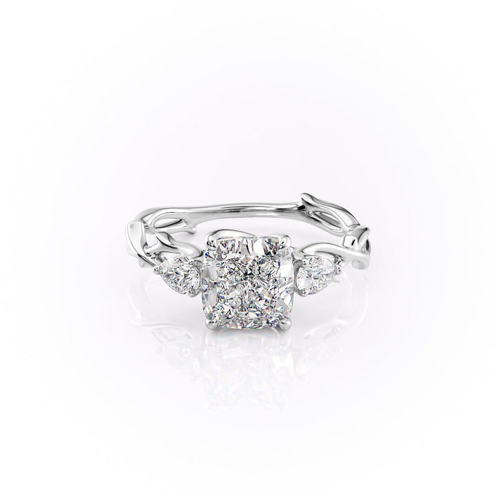 The Three Stone Coco Set With Cushion Three Stone Lab Diamond 1 Carat 18K White#material_18k-white