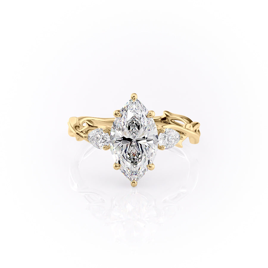 The Three Stone Coco Set With Marquise Three Stone Lab Diamond 1 Carat 14K Gold#material_14k-gold