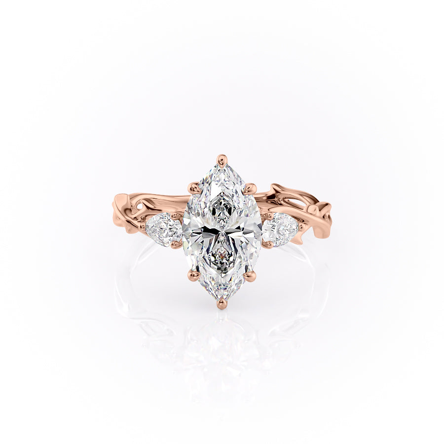 The Three Stone Coco Set With Marquise Three Stone Lab Diamond 1 Carat 14K Rose#material_14k-rose