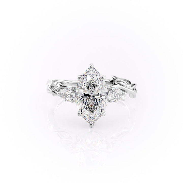 The Three Stone Coco Set With Marquise Three Stone Lab Diamond 1 Carat 14K White#material_14k-white