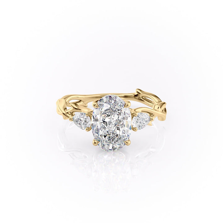 The Three Stone Coco Set With Oval Three Stone Lab Diamond 1 Carat 14K Gold#material_14k-gold