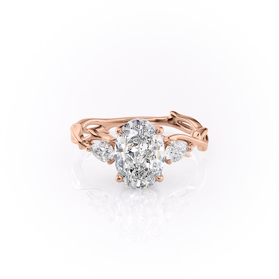 The Three Stone Coco Set With Oval Three Stone Lab Diamond 1 Carat 14K Rose#material_14k-rose