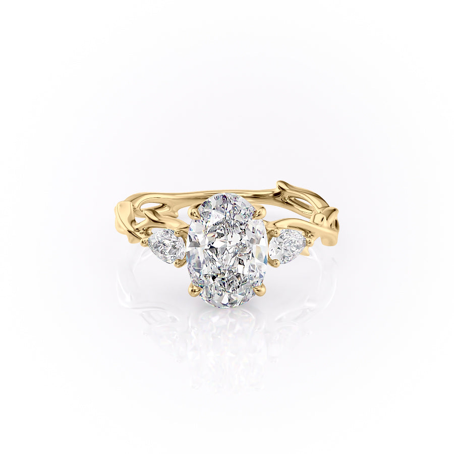 The Three Stone Coco Set With Oval Three Stone Lab Diamond 1 Carat 18K Gold#material_18k-gold