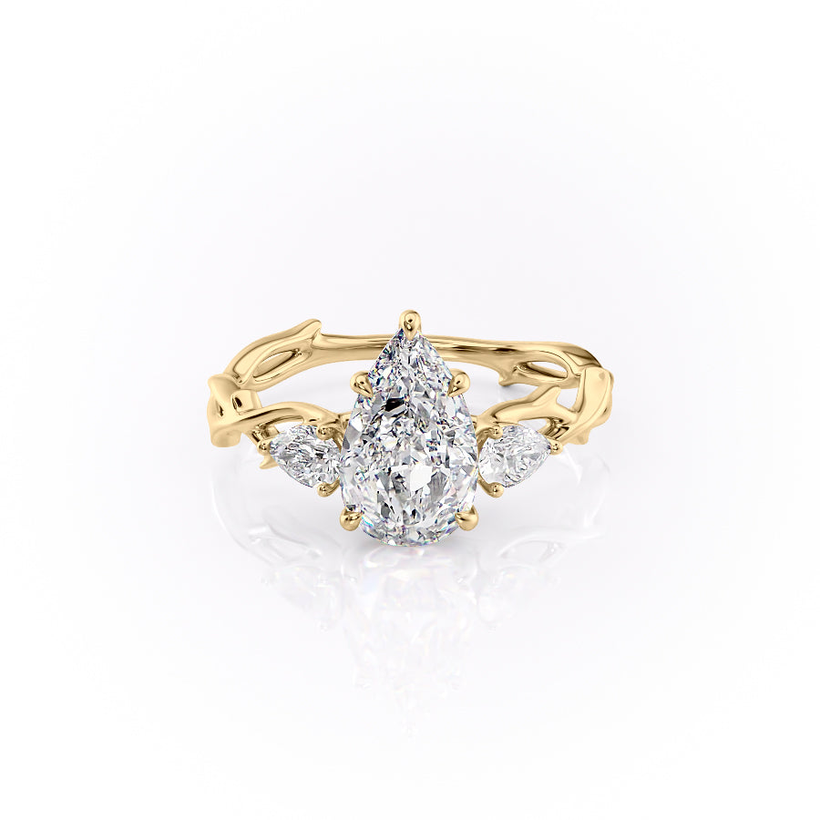 The Three Stone Coco Set With Pear Three Stone Lab Diamond 1 Carat 14K Gold#material_14k-gold