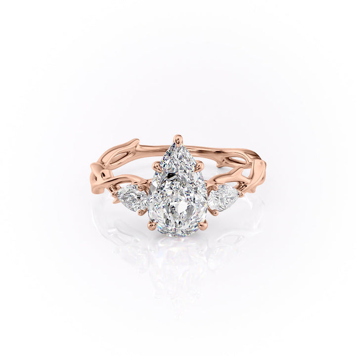 The Three Stone Coco Set With Pear Three Stone Lab Diamond 1 Carat 14K Rose#material_14k-rose