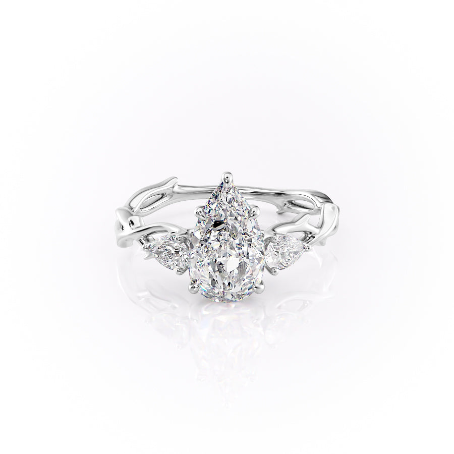 The Three Stone Coco Set With Pear Three Stone Lab Diamond 1 Carat 14K White#material_14k-white