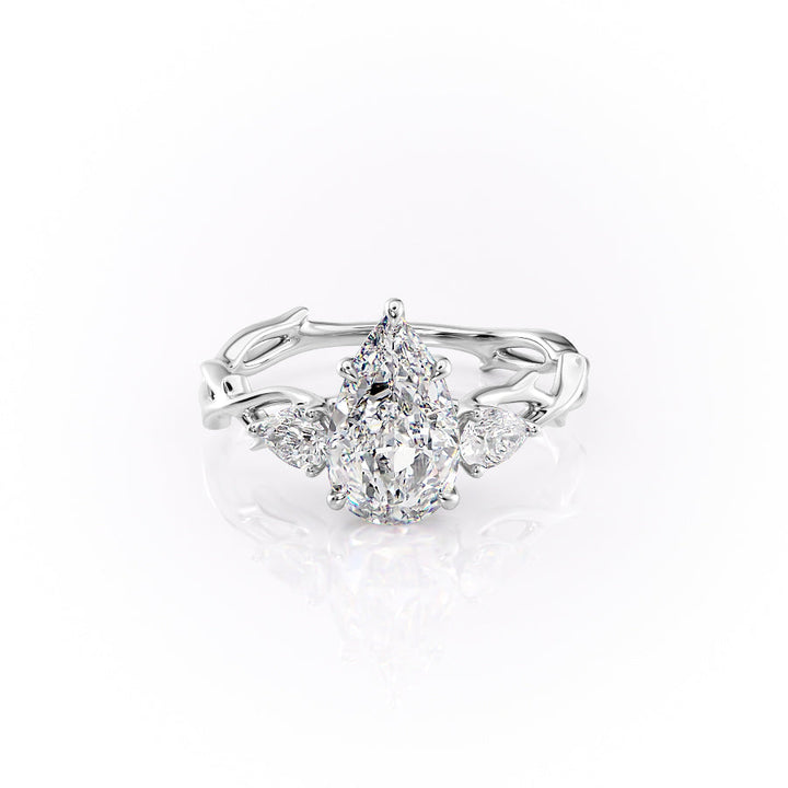 The Three Stone Coco Set With Pear Three Stone Lab Diamond 1 Carat 14K White#material_14k-white