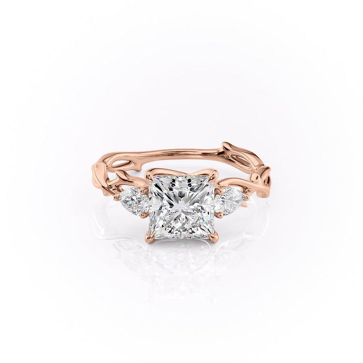 The Three Stone Coco Set With Princess Three Stone Lab Diamond 1 Carat 14K Rose#material_14k-rose