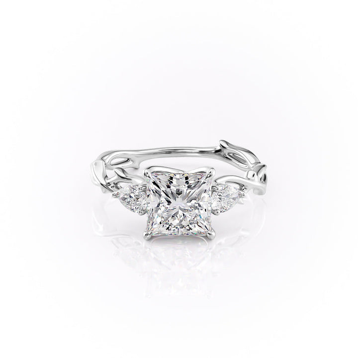 The Three Stone Coco Set With Princess Three Stone Lab Diamond 1 Carat 14K White#material_14k-white