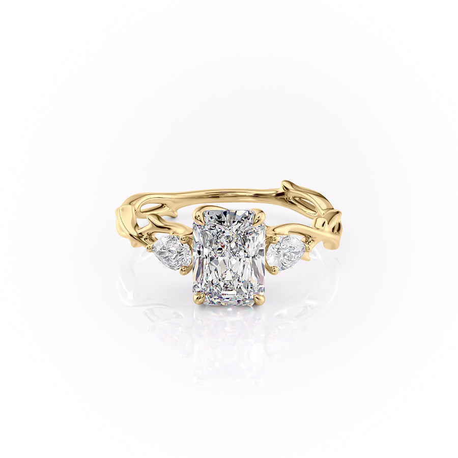 The Three Stone Coco Set With Radiant Three Stone Lab Diamond 1 Carat 14K Gold#material_14k-gold