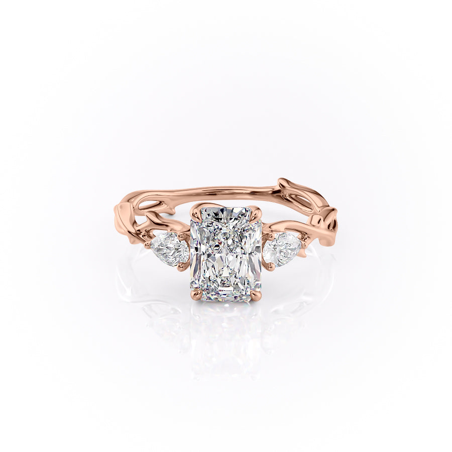 The Three Stone Coco Set With Radiant Three Stone Lab Diamond 1 Carat 14K Rose#material_14k-rose