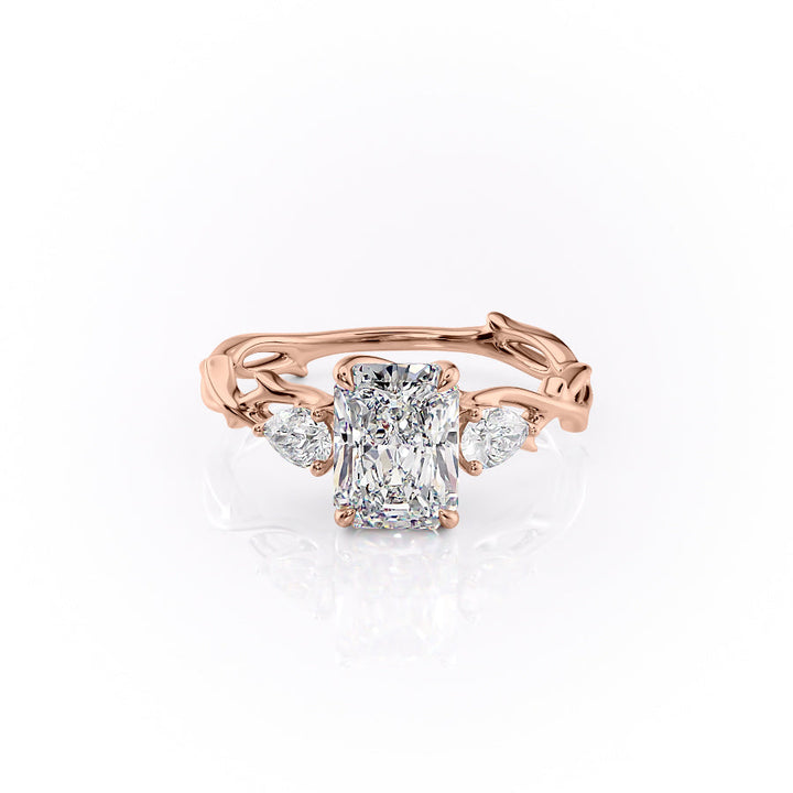 The Three Stone Coco Set With Radiant Three Stone Moissanite#material_14k-rose