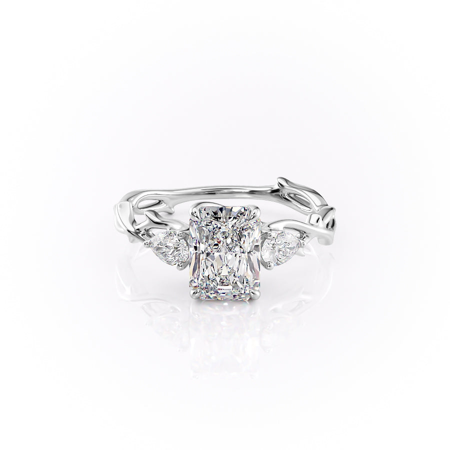 The Three Stone Coco Set With Radiant Three Stone Moissanite#material_14k-white