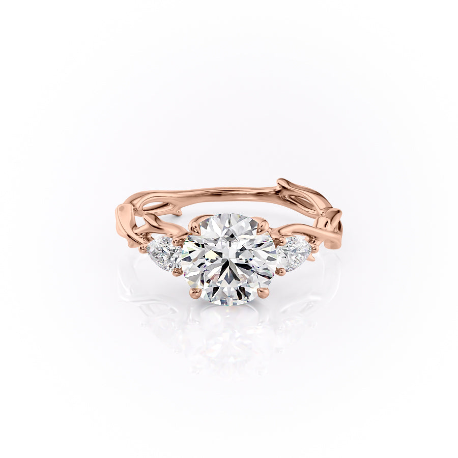 The Three Stone Coco Set With Round Three Stone Lab Diamond 1 Carat 14K Rose#material_14k-rose