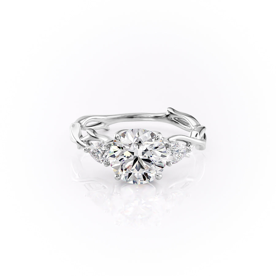 The Three Stone Coco Set With Round Three Stone Lab Diamond 1 Carat 14K White#material_14k-white