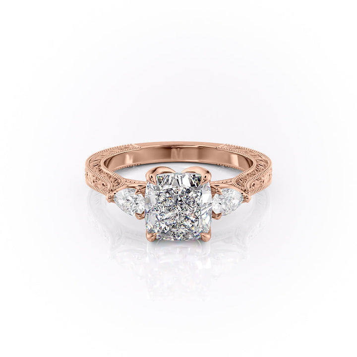 The Three Stone Skye Set With A Cushion Lab Diamond-L'Amour Brilliance #material_rose