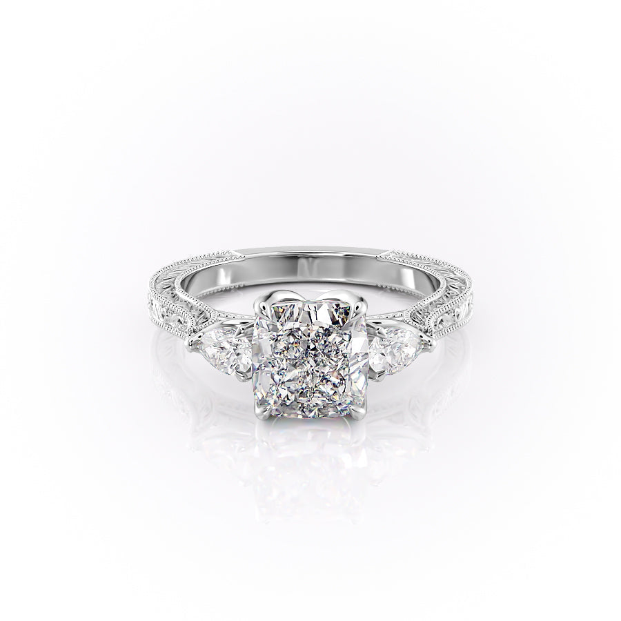 The Three Stone Skye Set With A Cushion Lab Diamond-L'Amour Brilliance #material_white