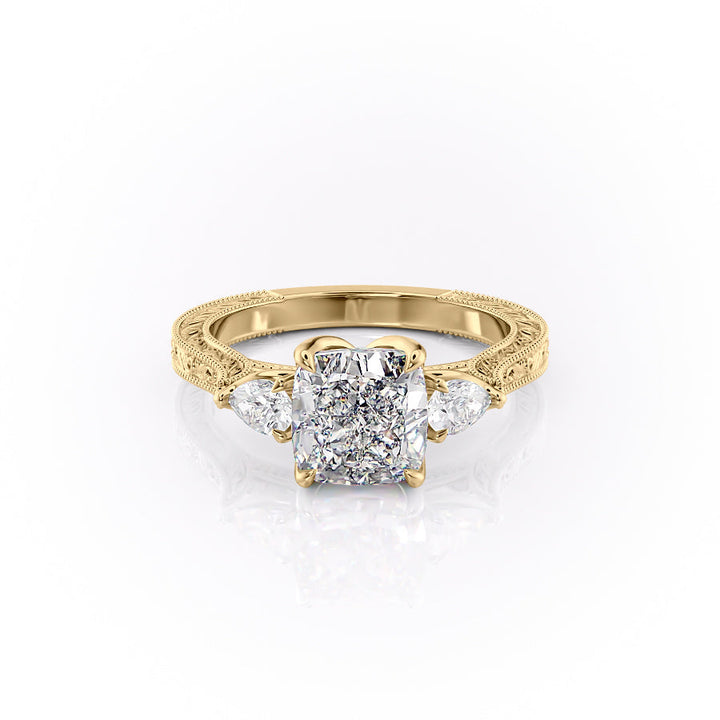 The Three Stone Skye Set With A Cushion Lab Diamond-L'Amour Brilliance #material_gold
