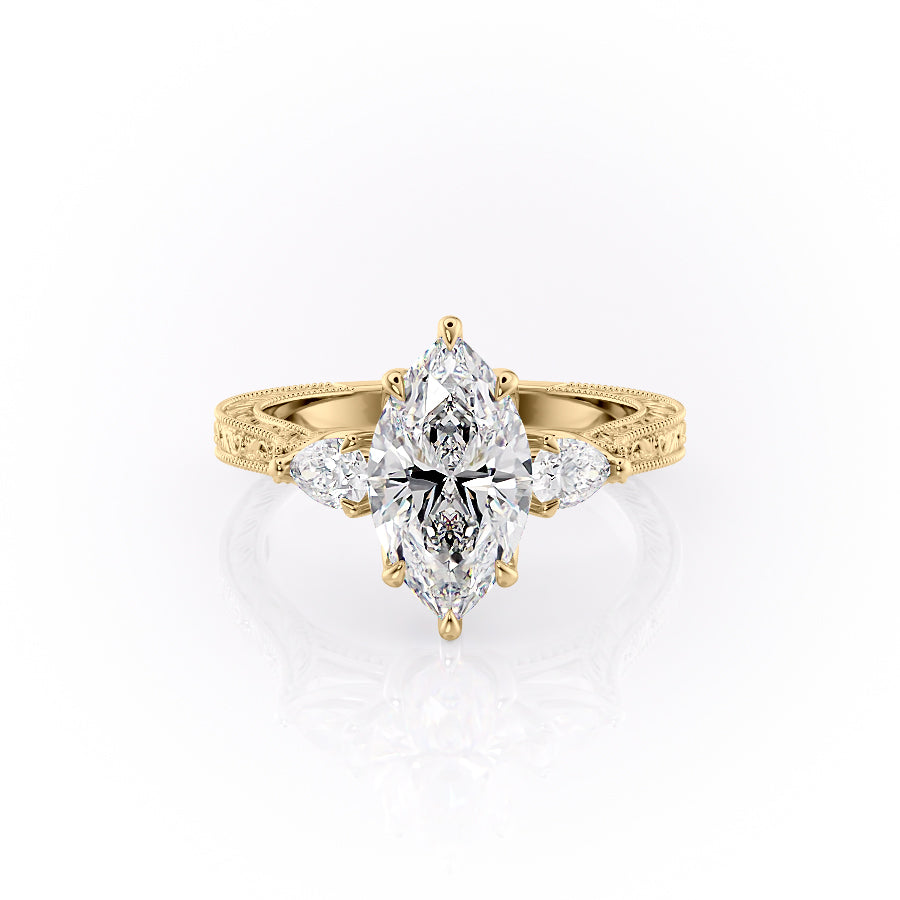 The Three Stone Skye Set With A Marquise Lab Diamond-L'Amour Brilliance #material_gold